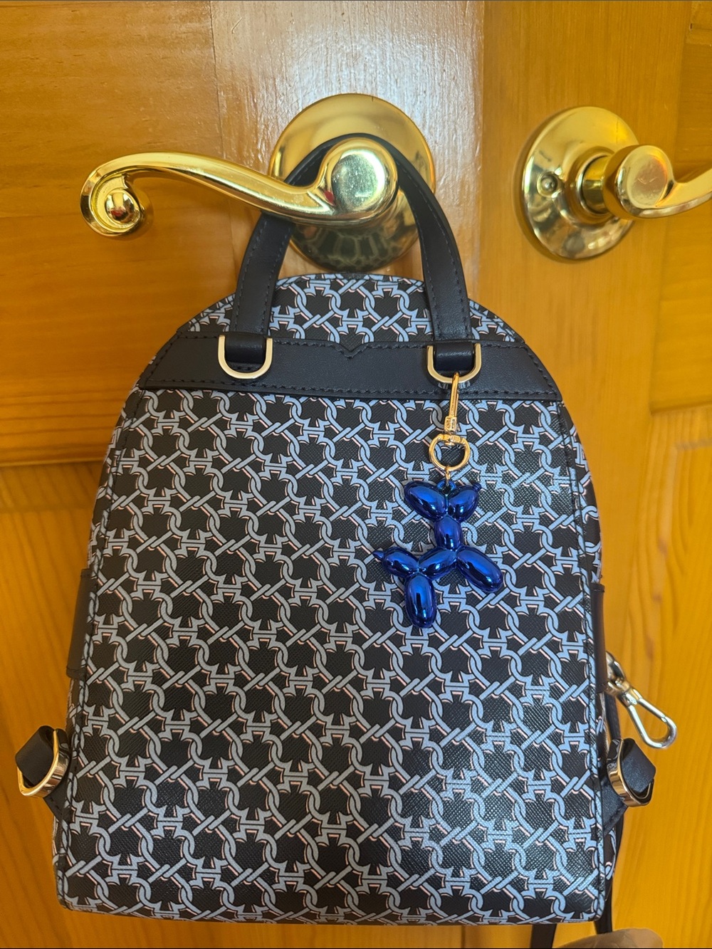 kate spade Navy & White Mini Jacquard Backpack Crossbody - Picture 2 of 4